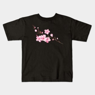 Geometric Japanese Sakura - Cherry Blossoms on White Background Kids T-Shirt